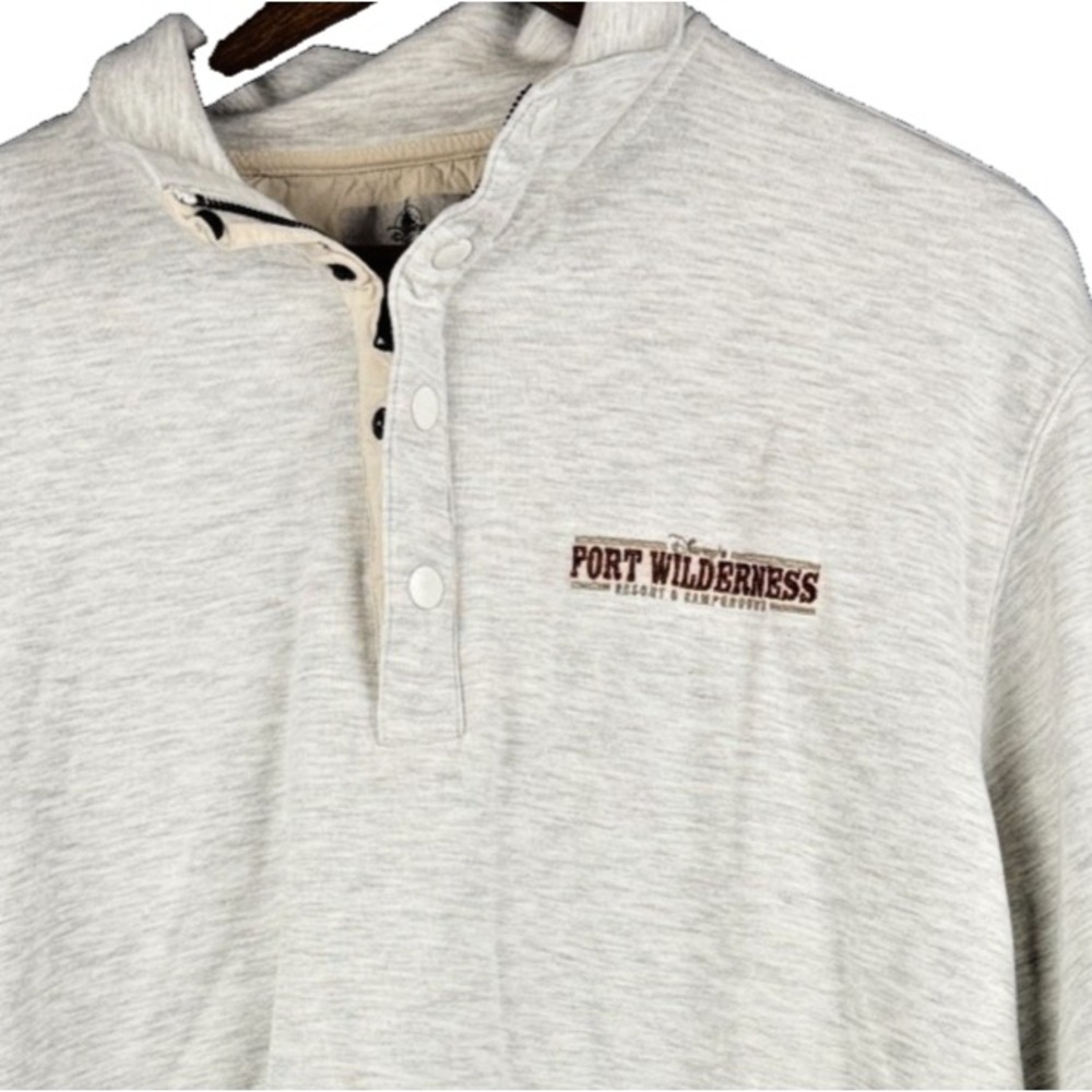 Disney Fort Wilderness Resort Snap Mock Neck Sweatshirt Pullover Gray 2XL